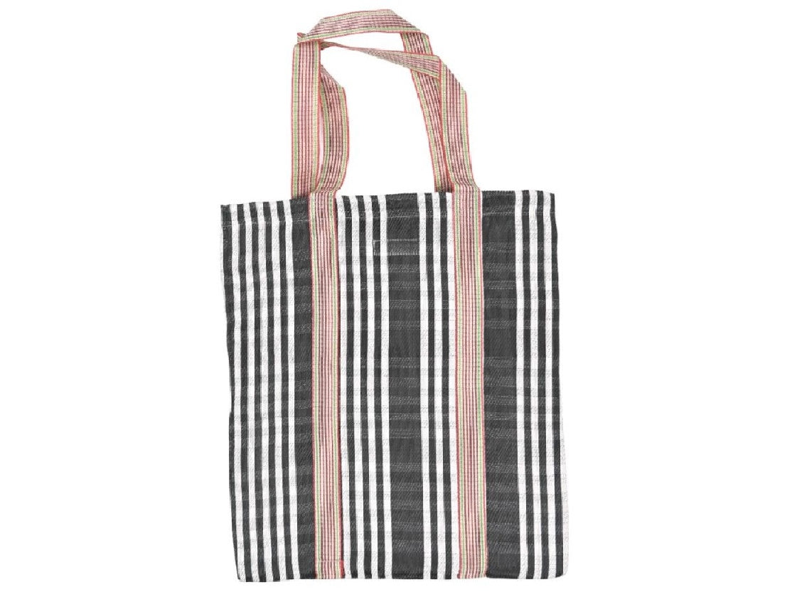 Black Striped Recycled Plastic Shopping Tote