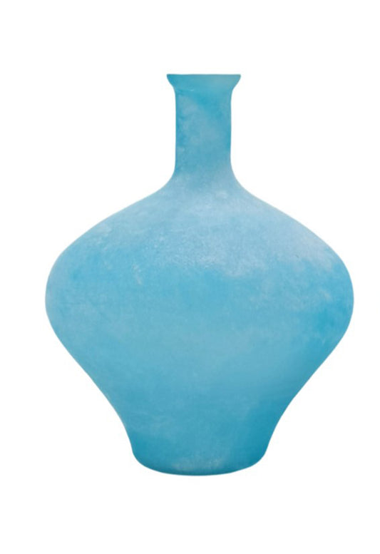 Frosted Matte Glass Vase in Sky Blue