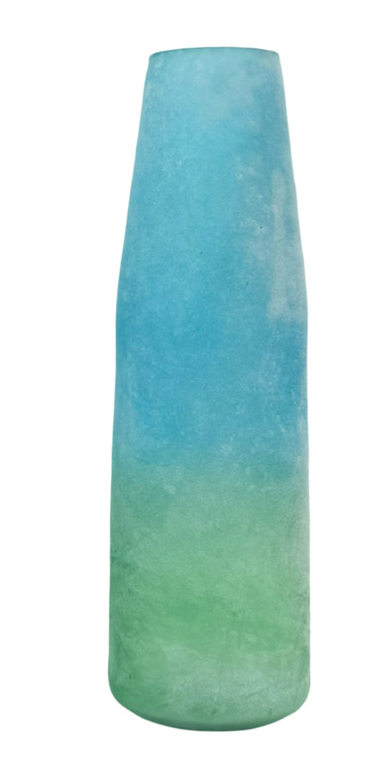 Green & Blue Tall Frosted Ombre Vase