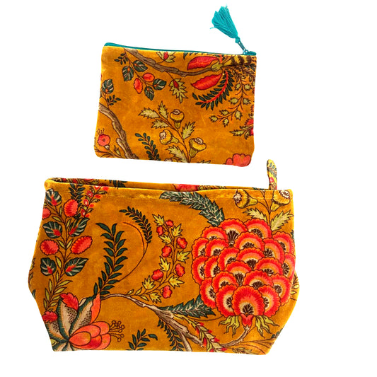 Set of 2 Ochre Velvet Pouches