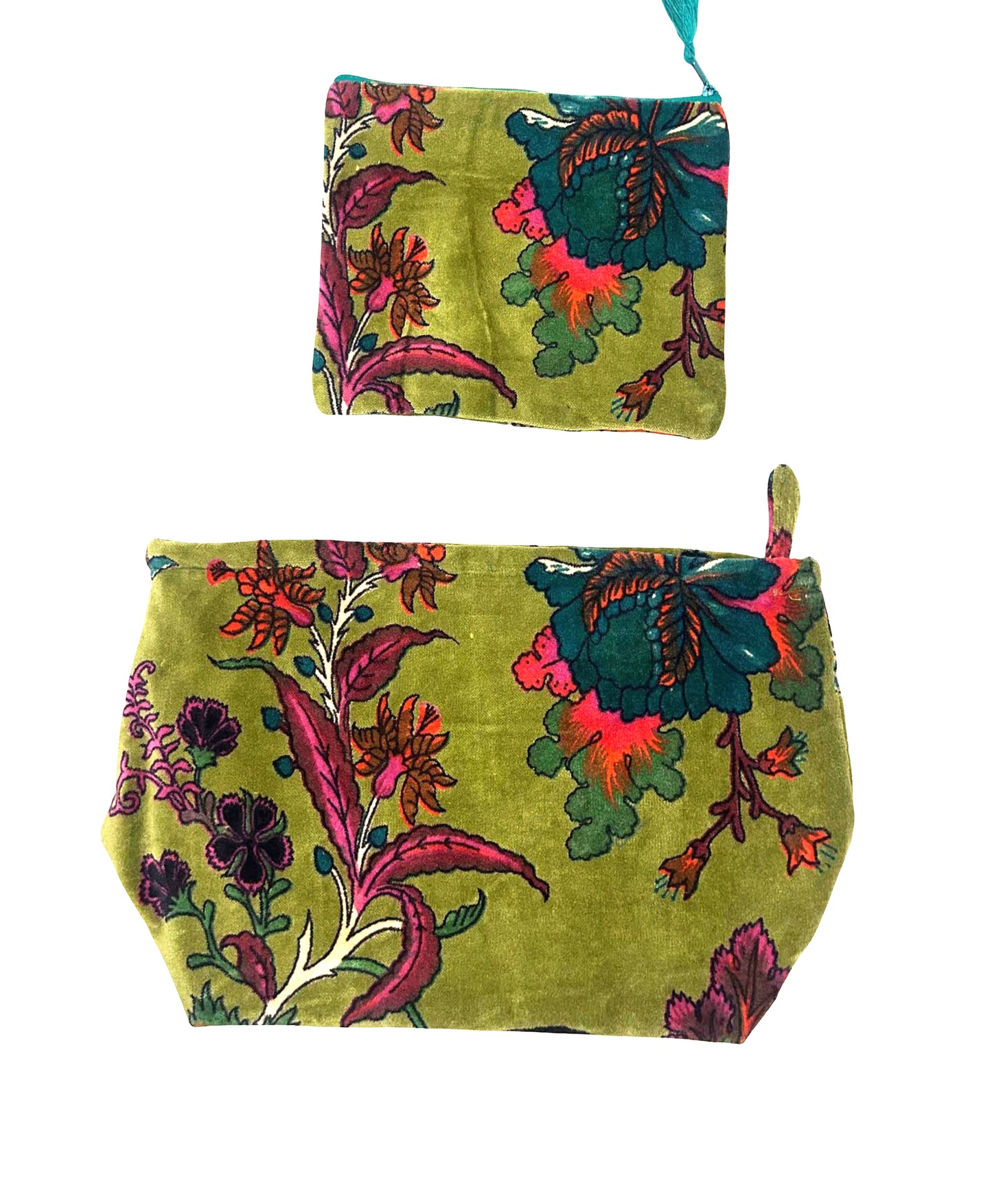 Set of 2 Olive Velvet Pouches