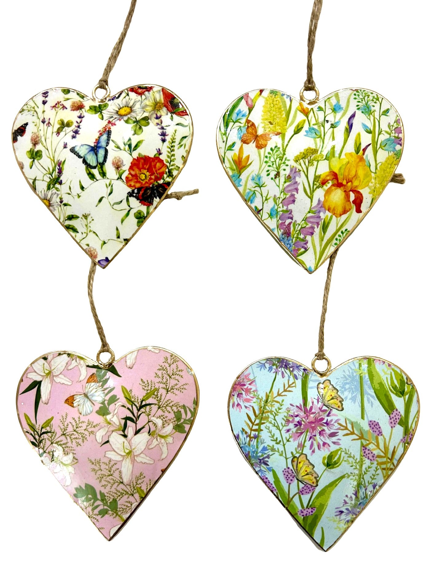 Wildflower & Butterfly Hanging Hearts Set