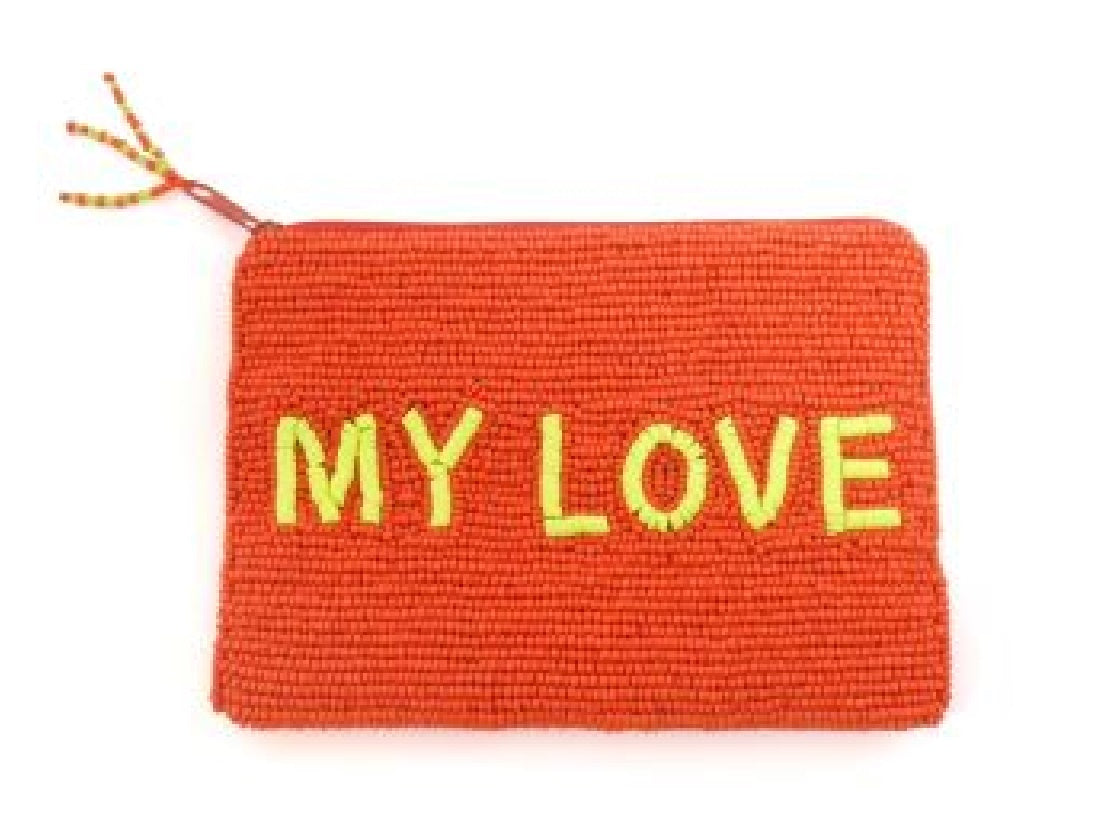 'My Love' Hand Beaded Pouch