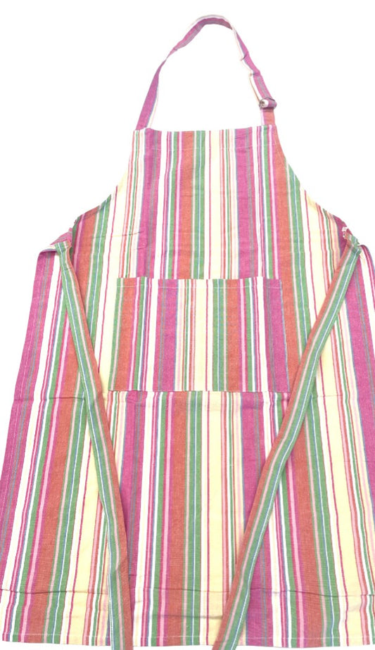 Lilac White & Lime Striped Apron