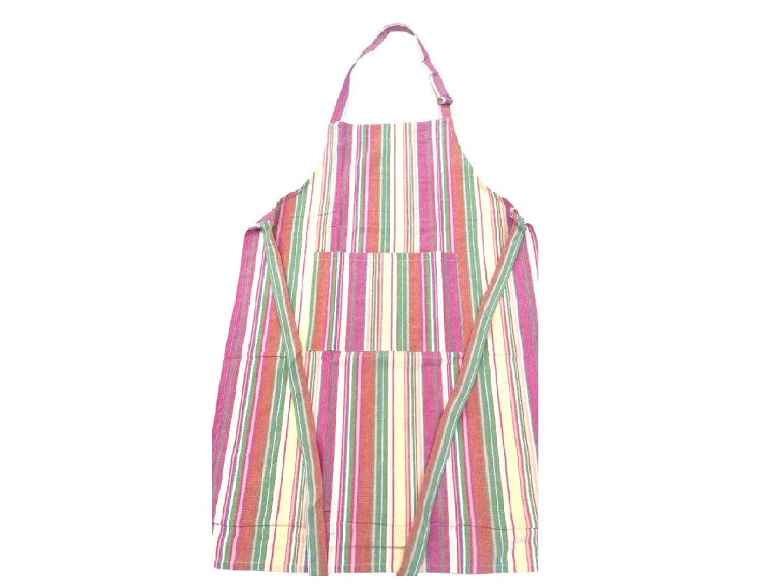 Lilac White & Lime Striped Apron