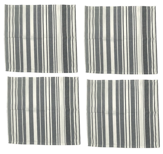 S/4 grey blue white striped napkins