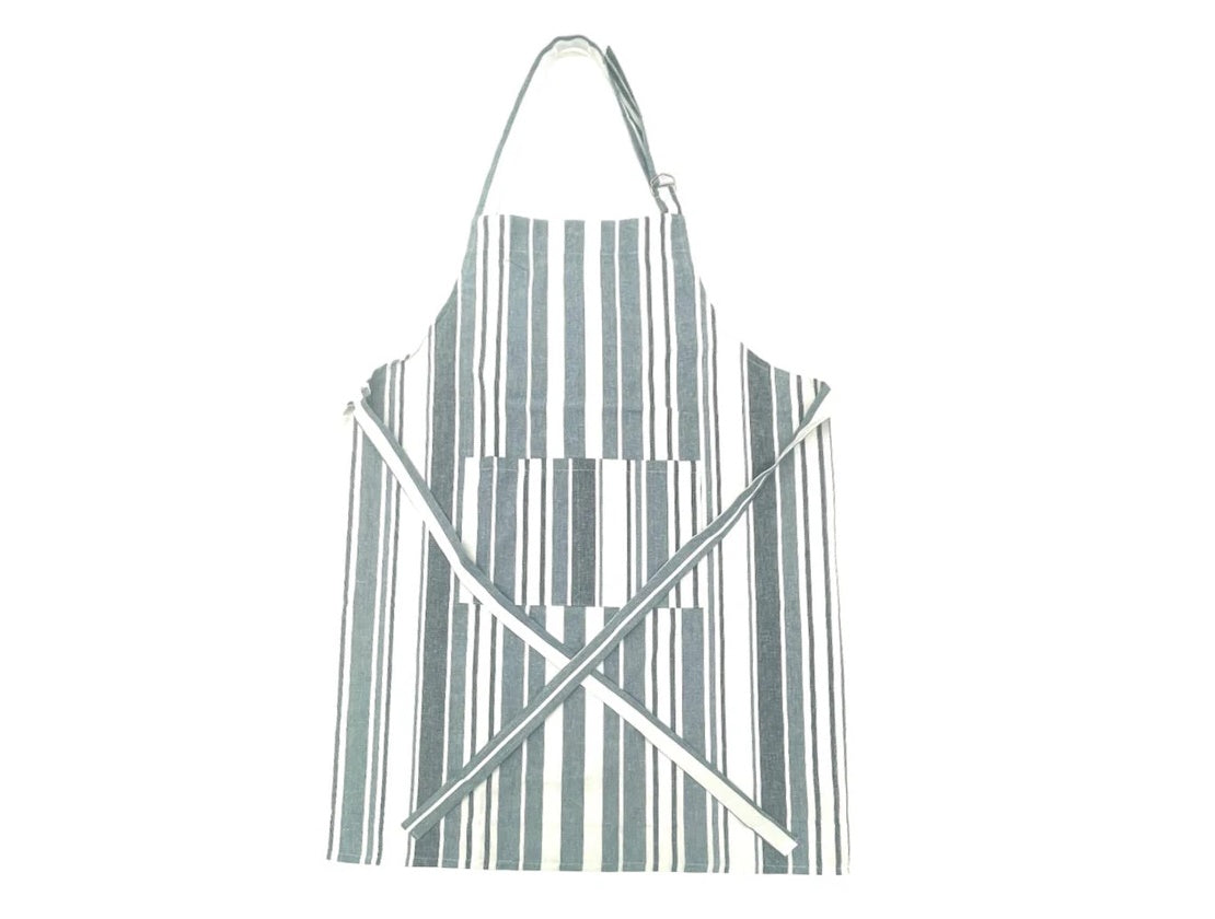 Blue Grey white Striped Apron
