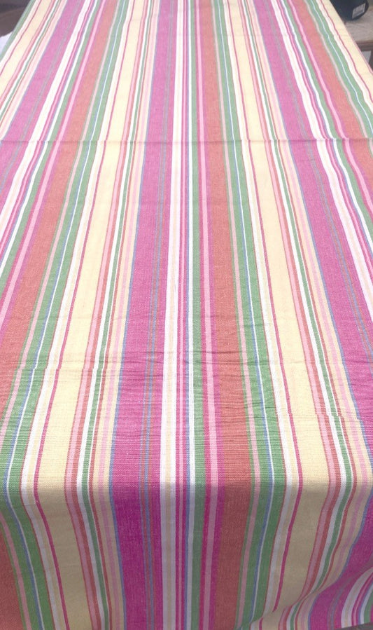 Lilac & Lime Stripe Small Cotton Tablecloth