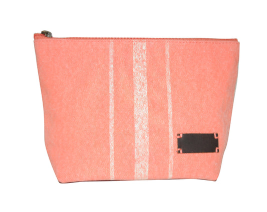 Pale Peach Washed Cotton Cosmetic Bag