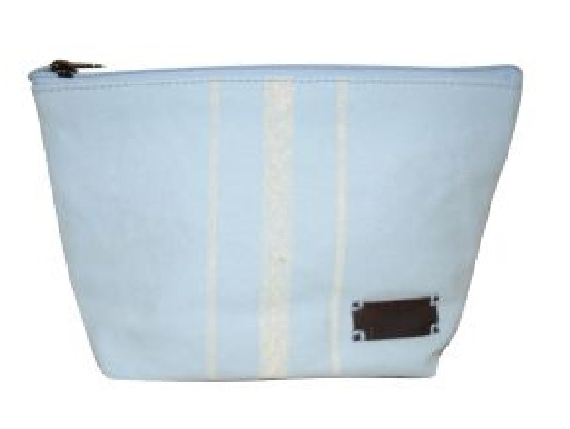 Pale Blue Washed Cotton Cosmetic Bag