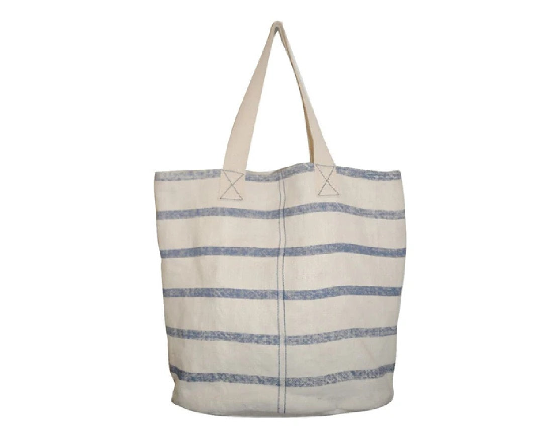 Cotton Carry Bag with Blue Stripes
