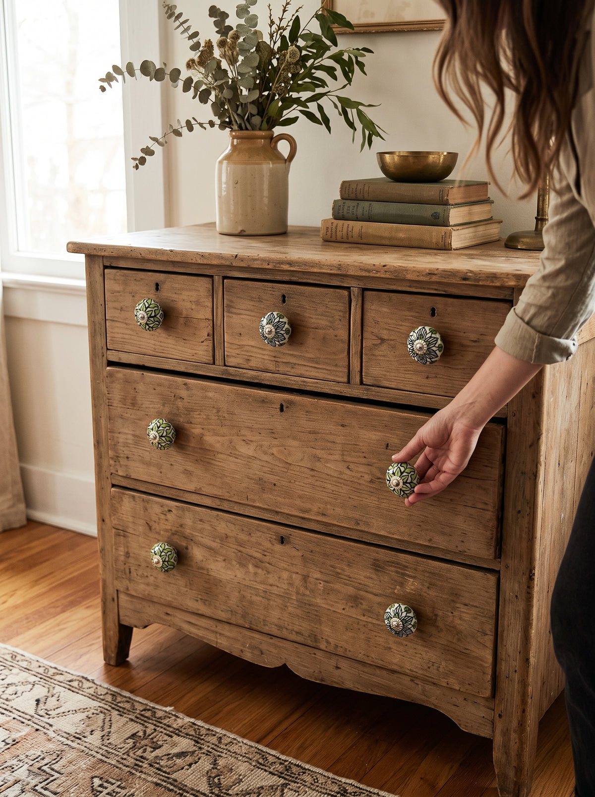 Verdant Leaf Ceramic Knobs