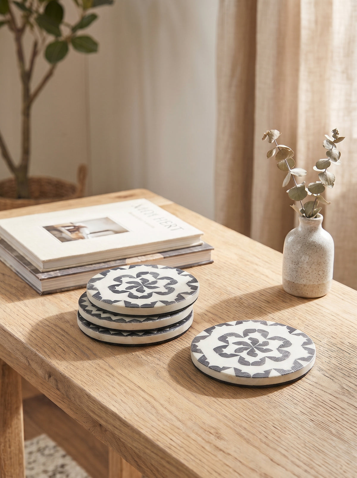 Onyx Jaipur Starburst Coasters with Bone Inlay