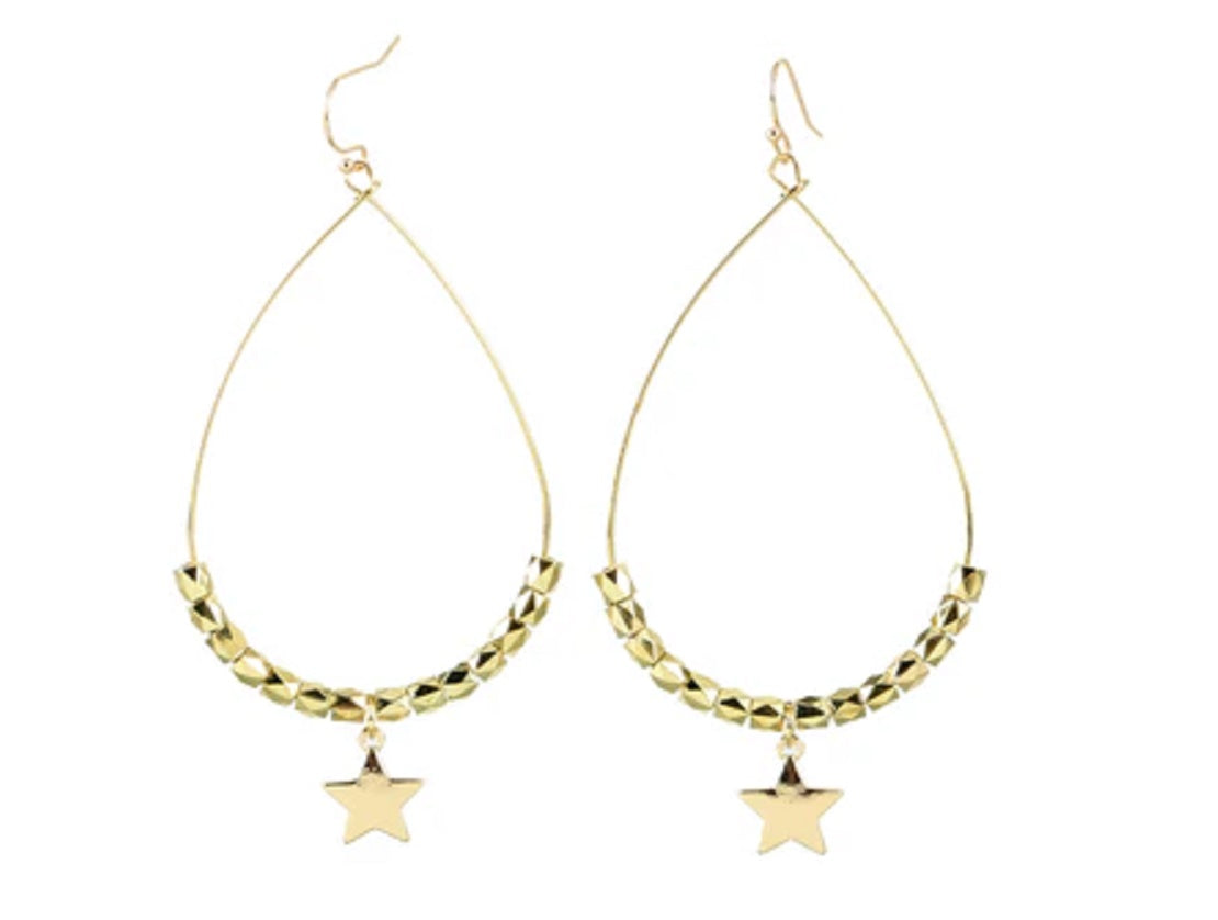 Gold star earring gold beads