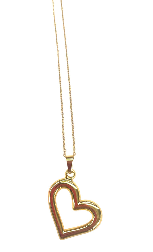 Chic Open Heart Gold Stainless Steel Necklace