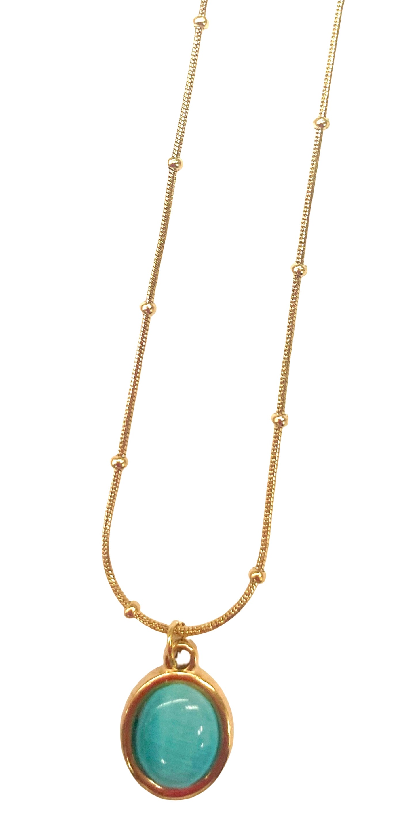 Bohemian Oval Turquoise Gold Necklace