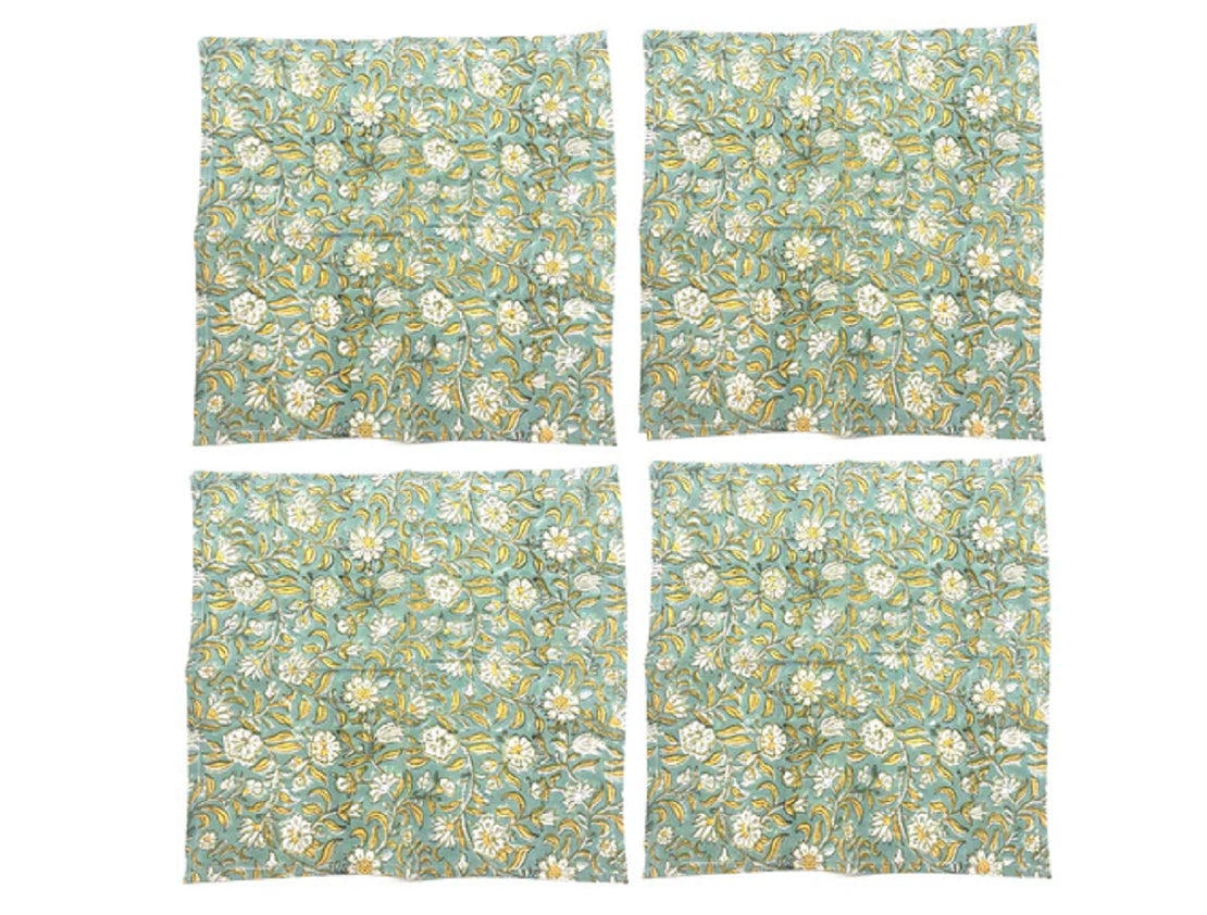 Sage & Lemon Floral Napkin 4 Set
