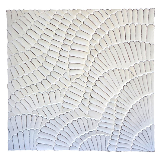 Whitewashed Hand-carved Wavy Decorative Wall Panel