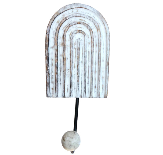 Whitewashed Wooden Rainbow Wall Hook