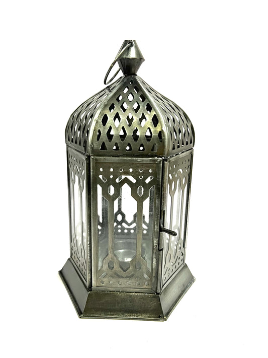 Zinc antique clear glass lantern