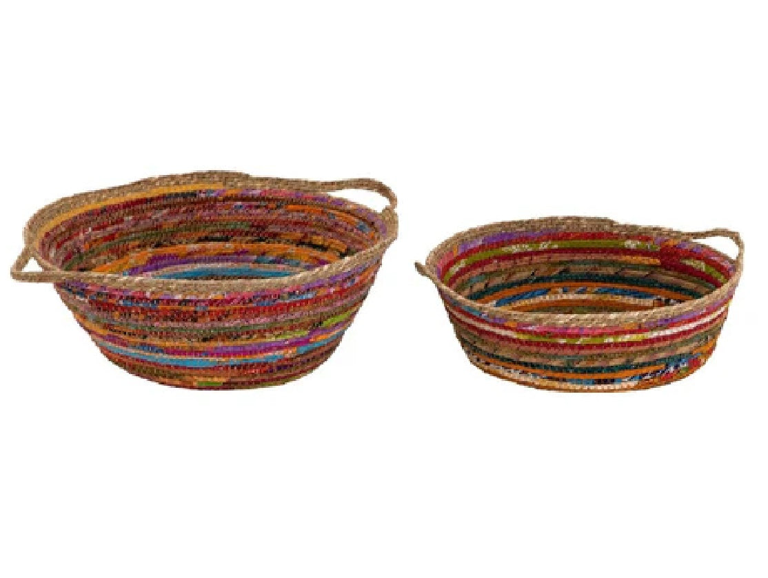 Set of 2 Woven Chindi Baskets