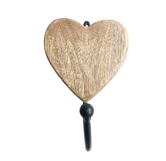 Single heart hook natural finish