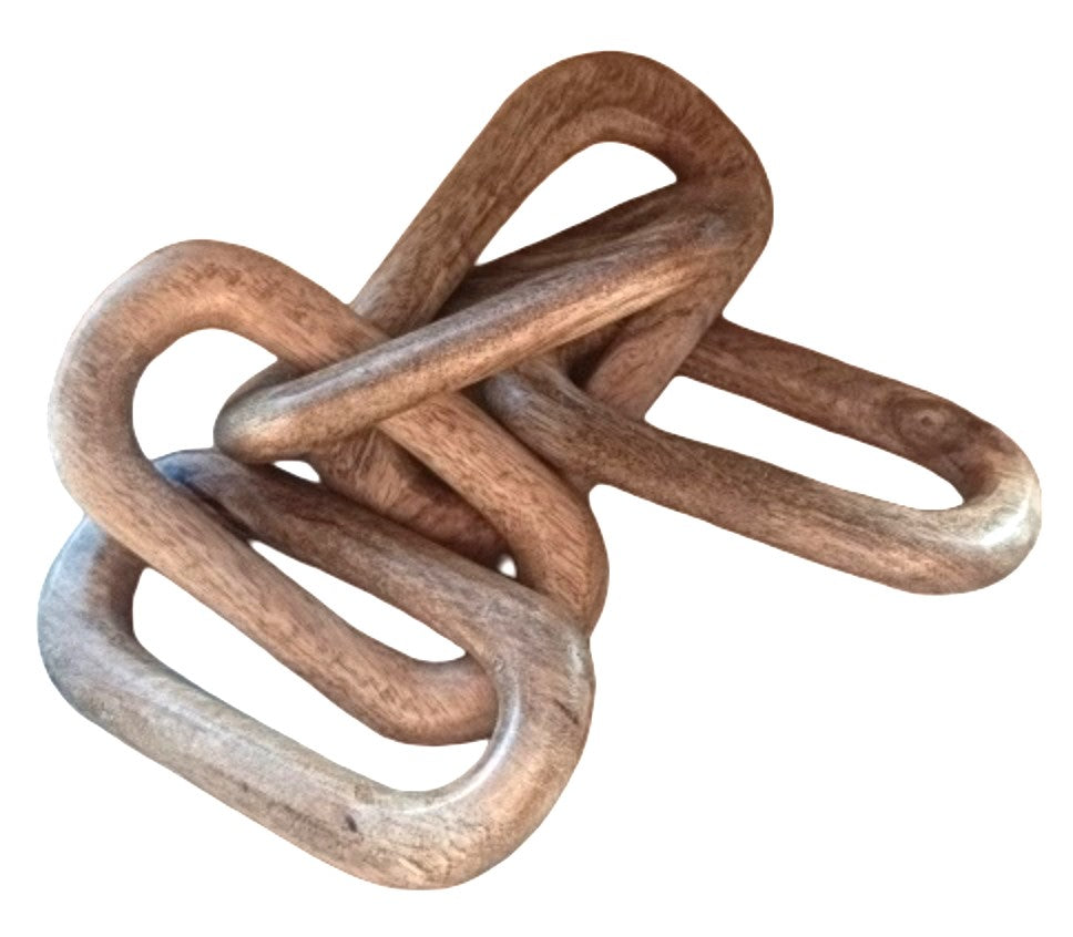 Hand-Carved 5-Link Mango Wood Decorative Chain