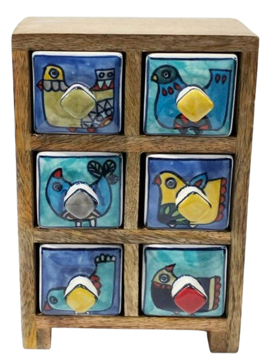 Blue bird design 6 drawer box