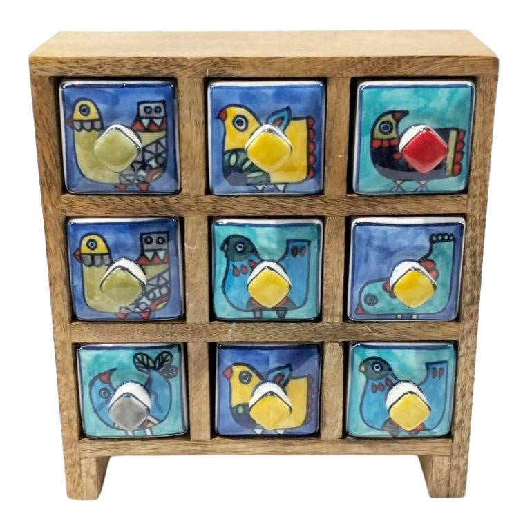 Blue bird design 9 drawer box