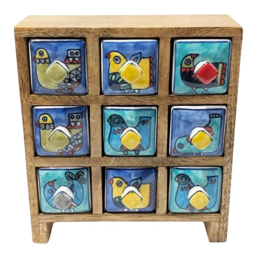 Blue bird design 9 drawer box