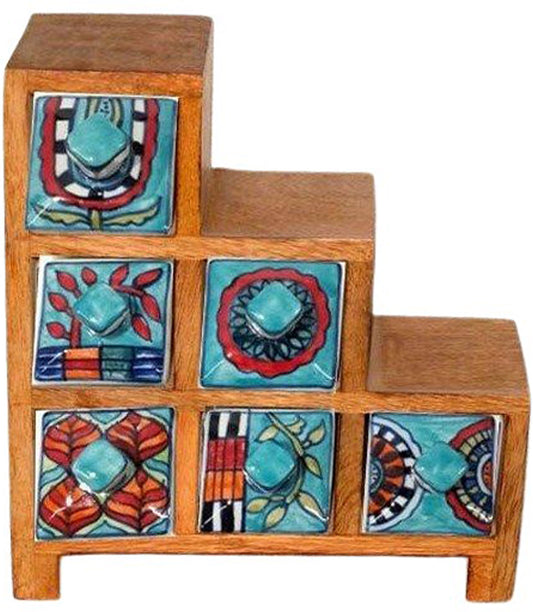 6 drawer step geometric design box