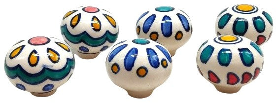 Set of 6 White Whimsical Knobs