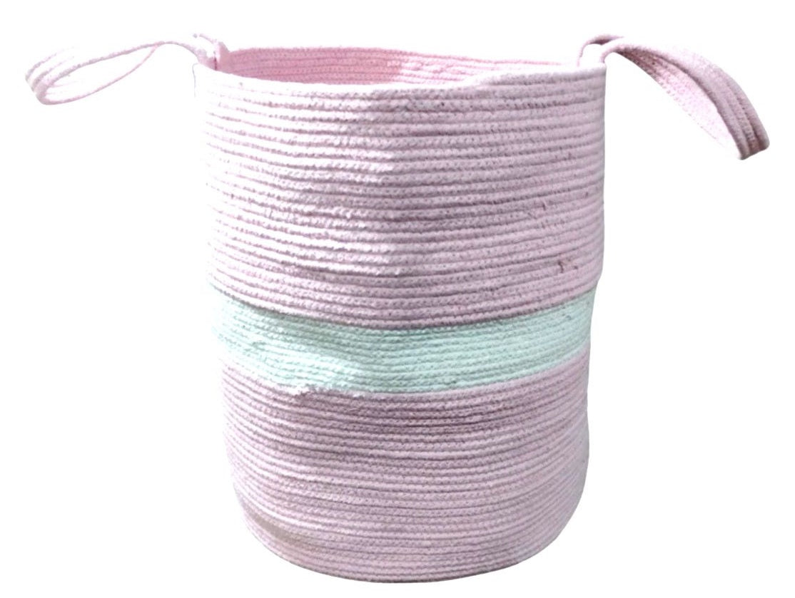 Large Pink Hand-woven Storage Basket
