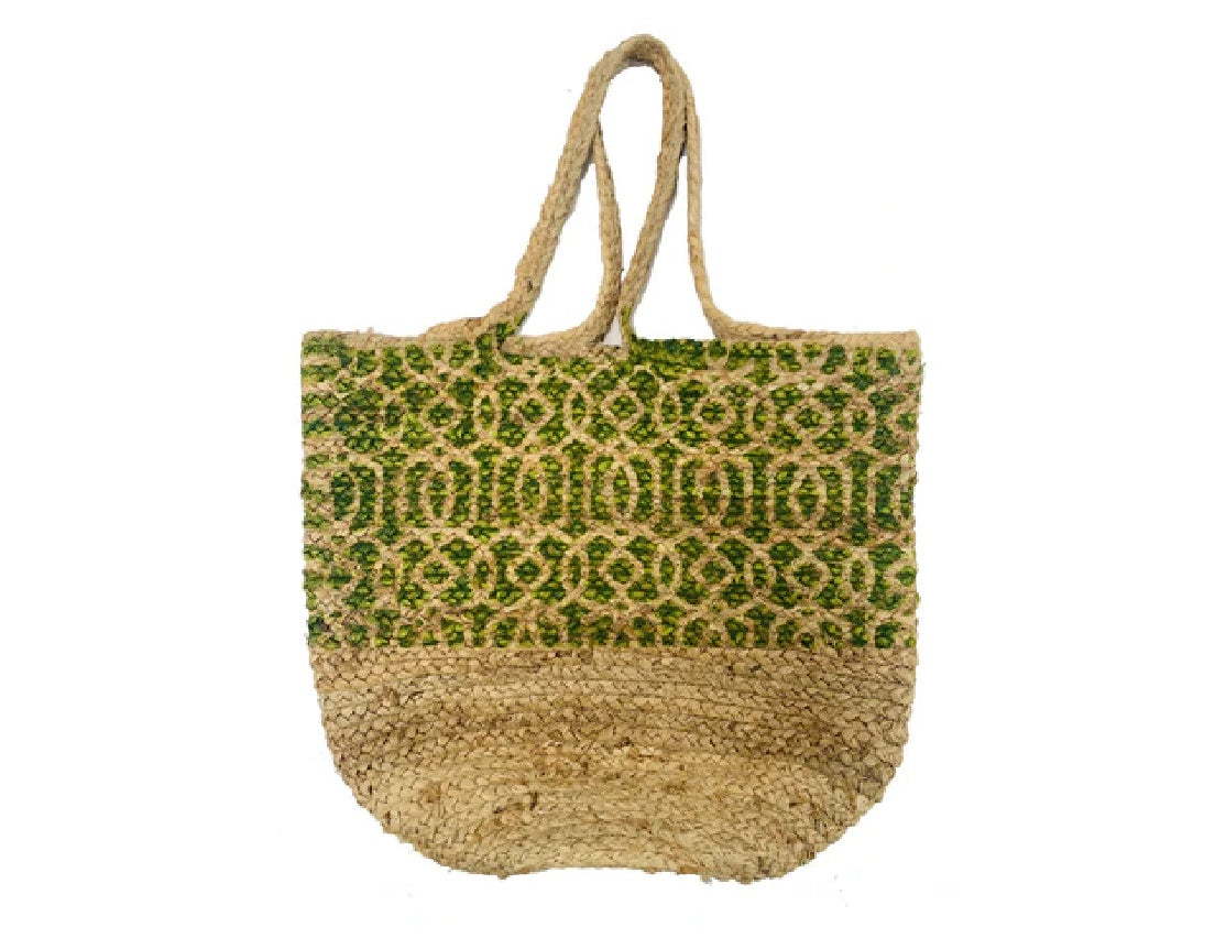 Jute Bag with Lime Green Design