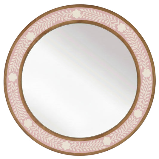 Maharani Petal Pink Bone Inlay Floral Mirror