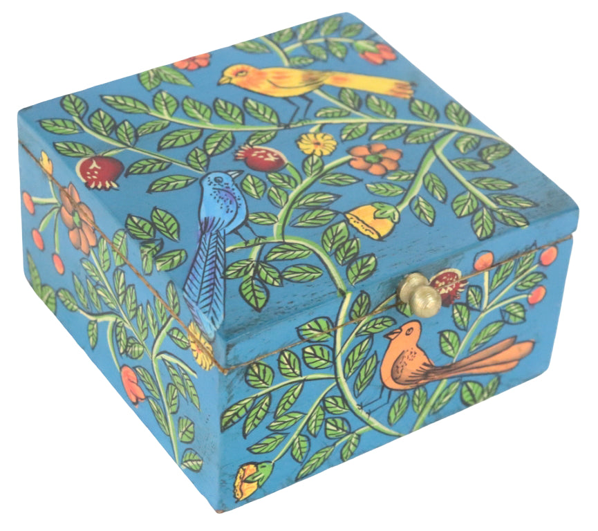 Hand-painted Chitrakar Bird Box in Blue
