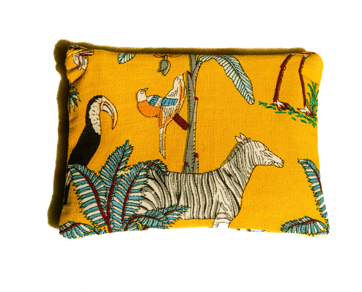 Cotton Cosmetic Pouch with Yellow Mustard Jungle Design