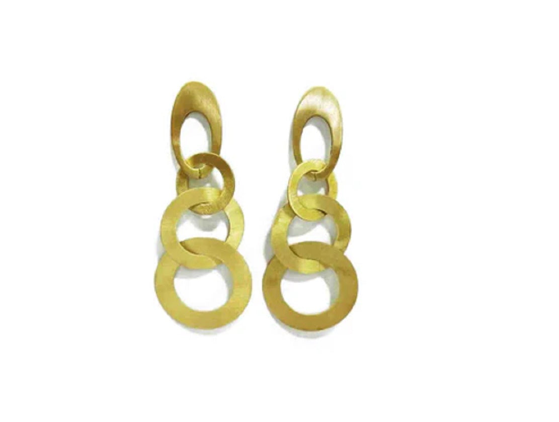 Brass Triple Circle Earrings