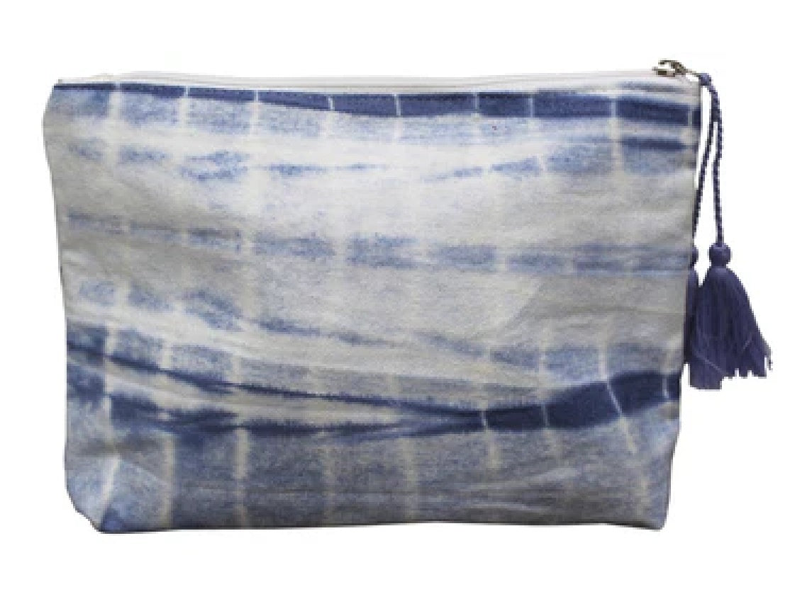 Cotton Cosmetic Pouch Blue tye dye