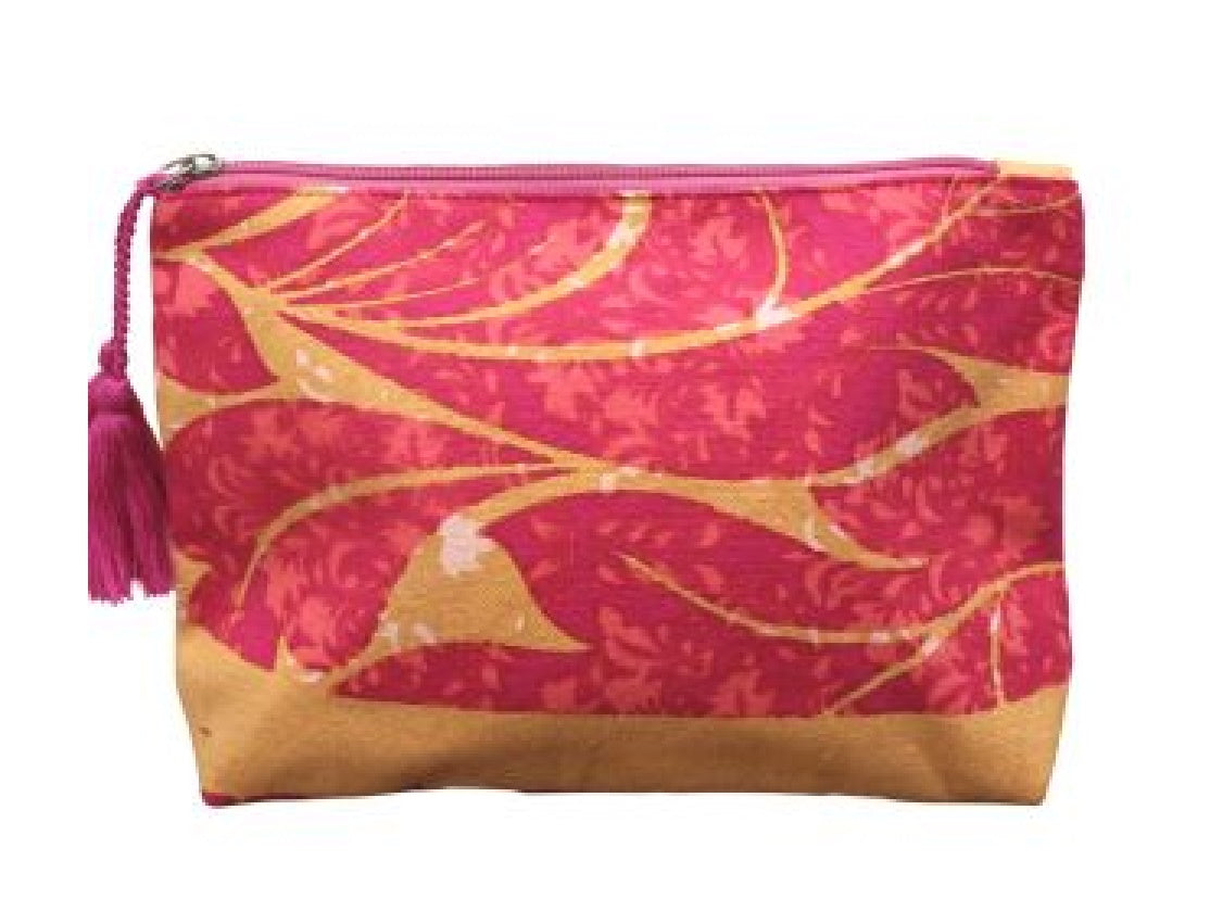 Cotton Cosmetic Pouch Pink/orange