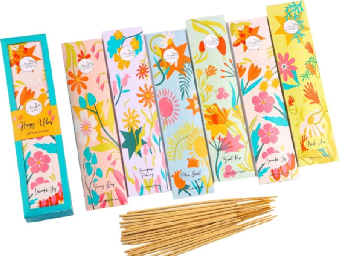 Set of 6 Boxes of Premium Incense Sticks - Happy Vibes
