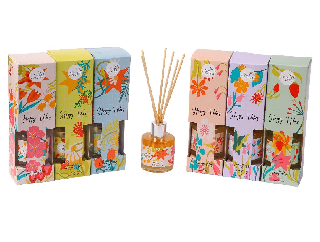 Set of 6 Premium Reed Diffusers - Happy Vibes
