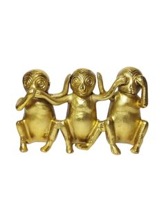 Three brass plated monkeys 20cm