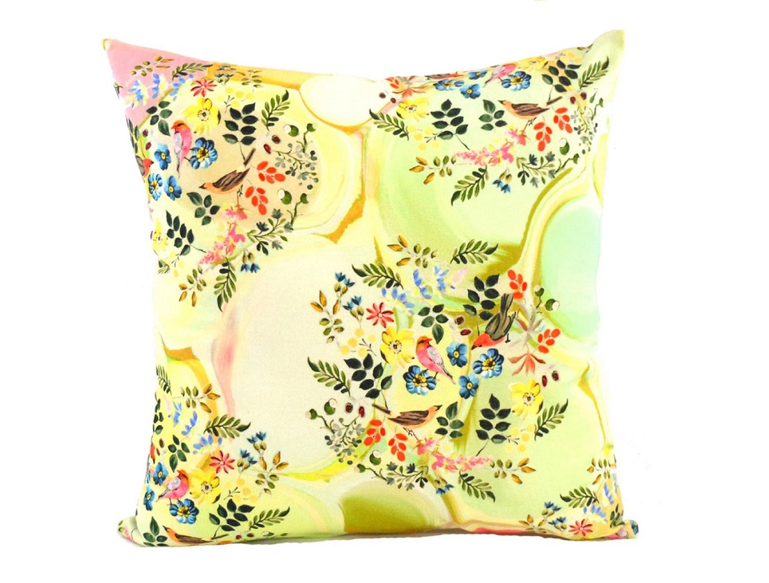 Yellow floral cushion