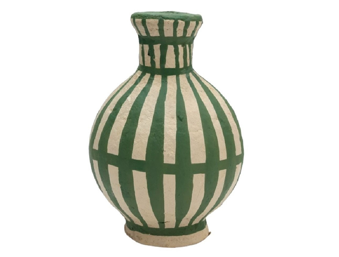 Green paper mache vase
