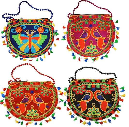 Embroidered Tassel Purse