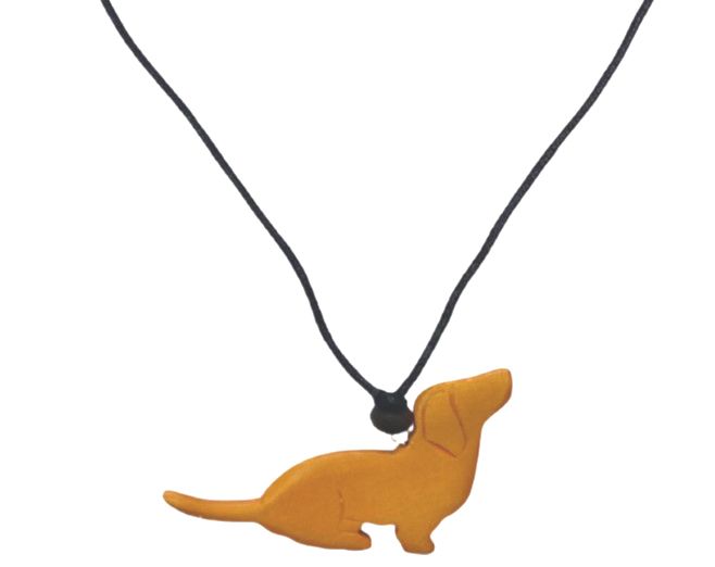 Wooden Dog Pendant Necklace