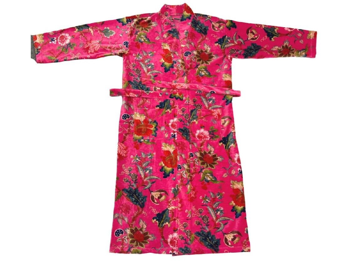 Luxe Velvet Kimono in Magenta