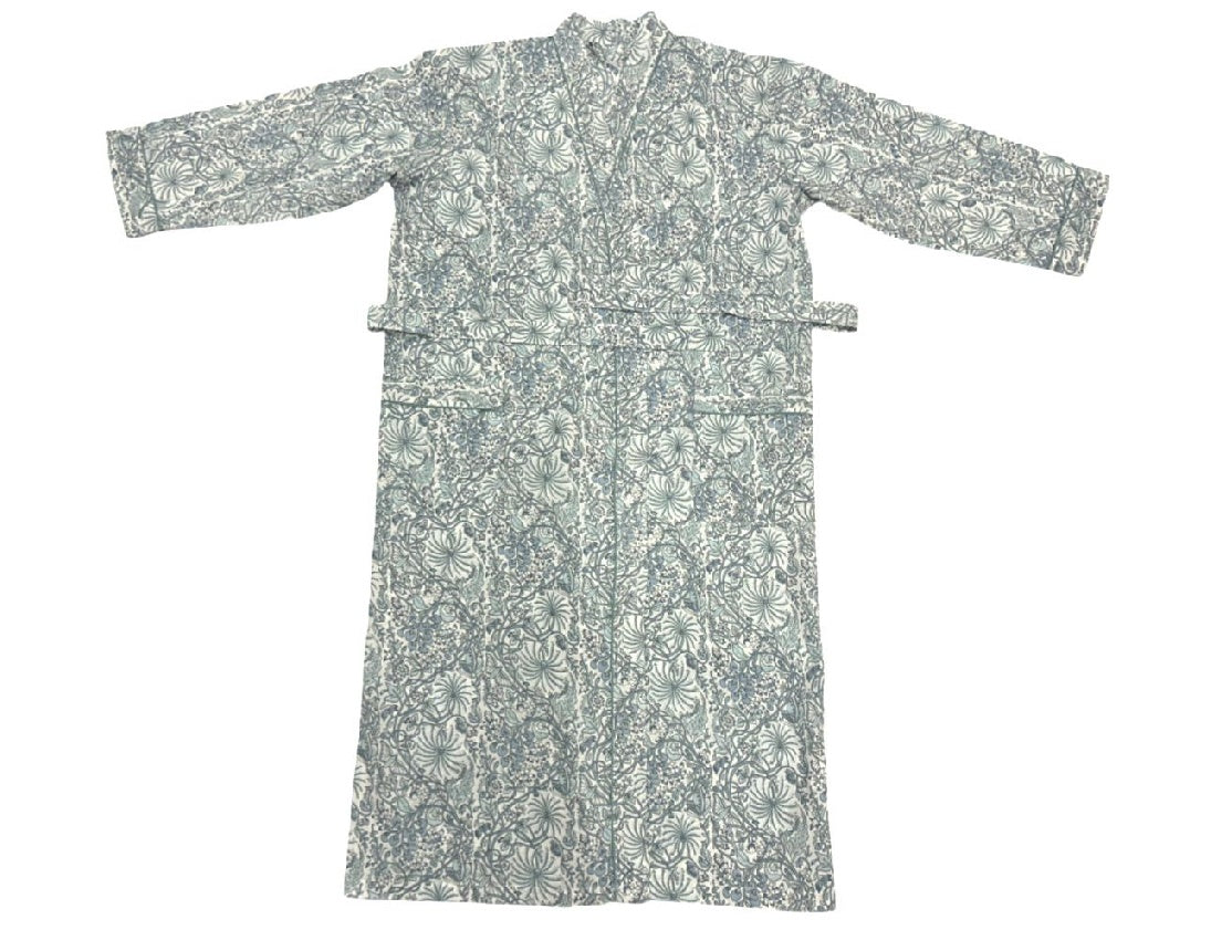 Quality Cotton Kimono in Blue & White Printed Pattern