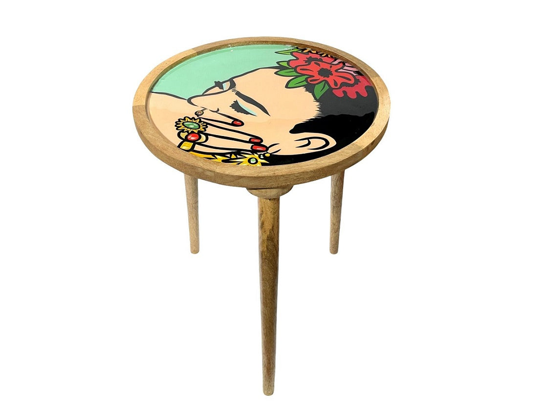Wooden Table with Frida Design